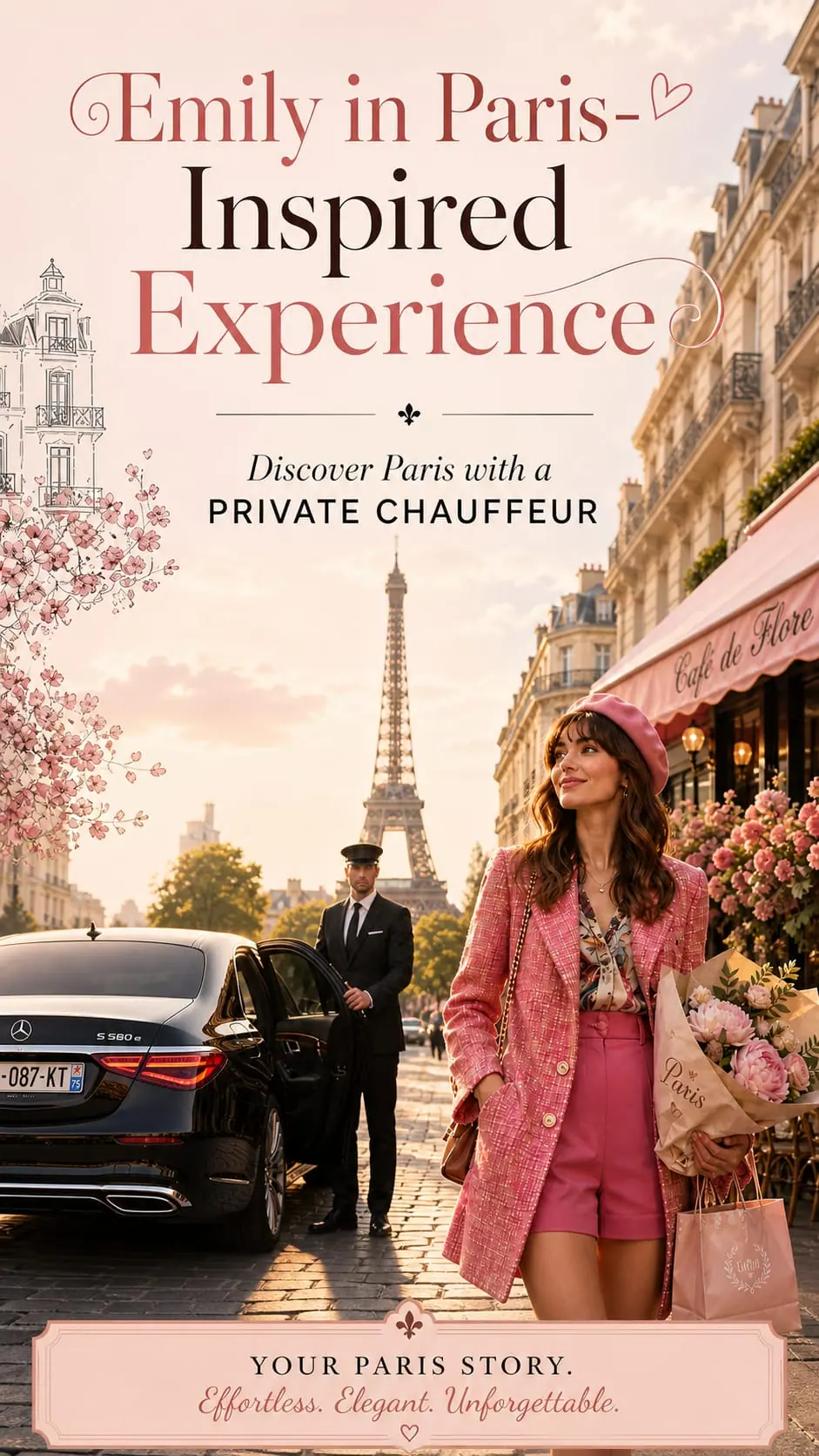 Expérience parisienne inspirée d’Emily in Paris avec chauffeur privé